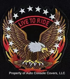 LIVE TO RIDE PATCH WITH EAGLE AND FLAME 5" (PATCH ONLY)