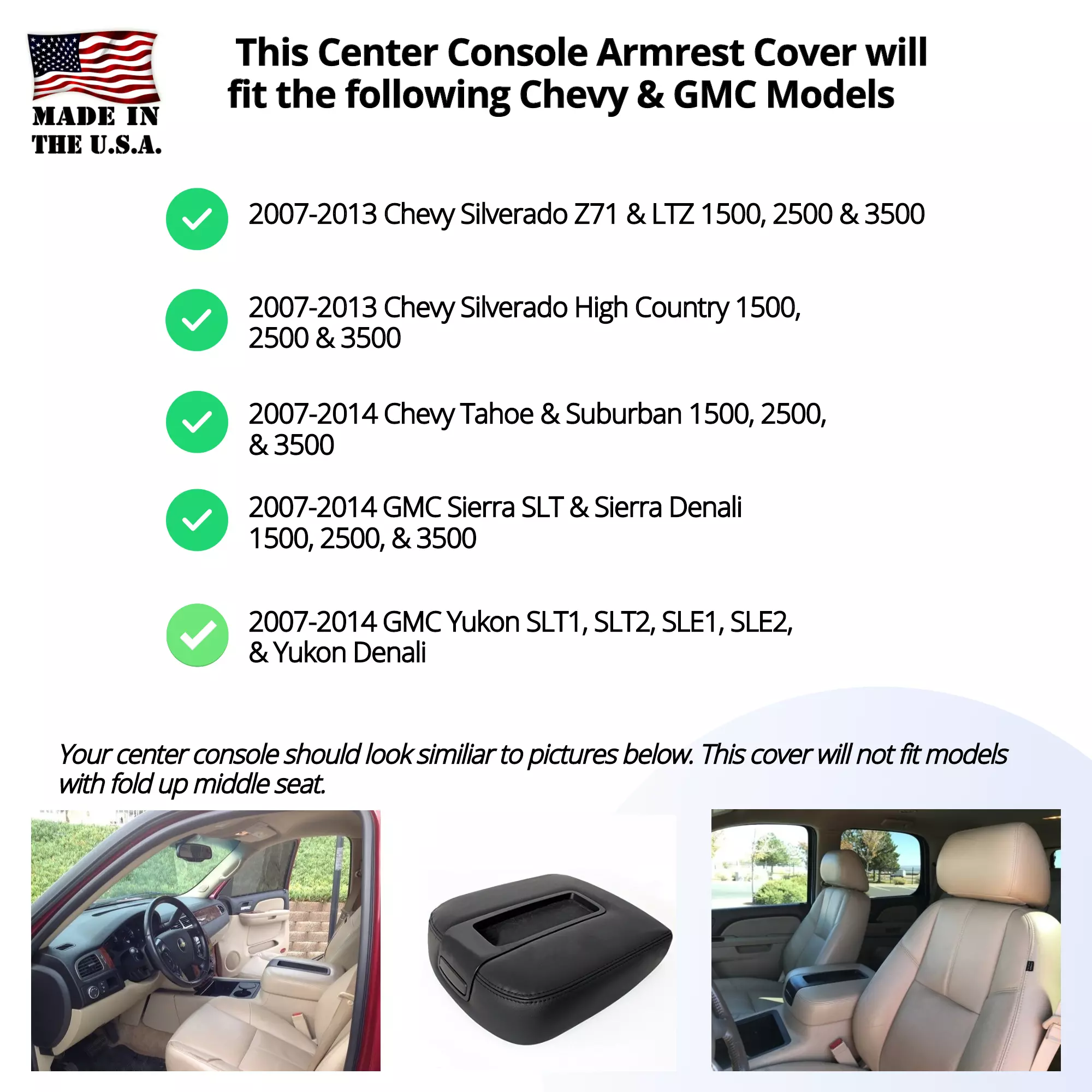 Buy Neoprene Center Console Armrest Cover Fits the Chevy Tahoe 2007-2014