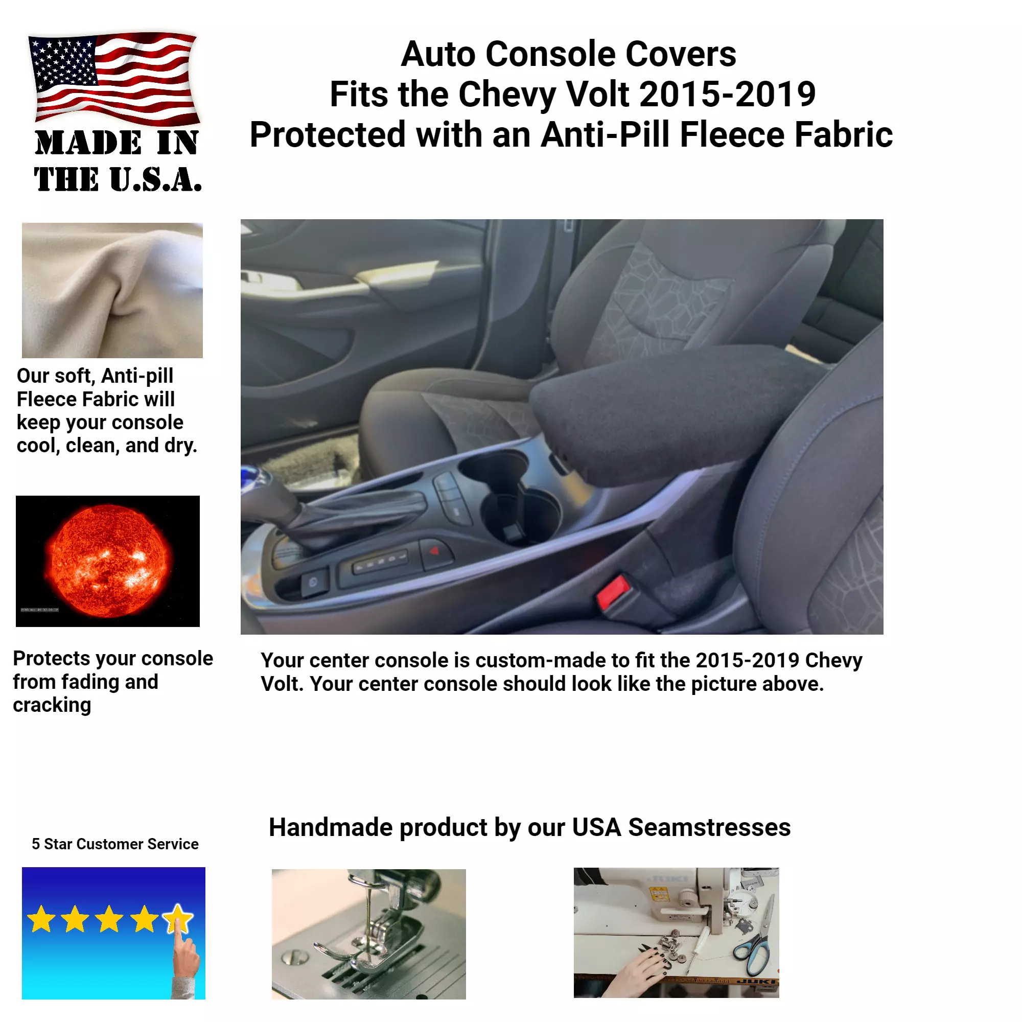 Buy Fleece Center Console Cover Fits the Chevrolet Volt 2015-2019