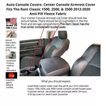 Buy Fleece Center Console Armrest Cover fits the Ram 2012-2022 (Classic, and all Models & Trims w/center console)
