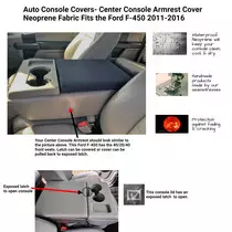 Buy Neoprene Center Console Armrest Cover fits the 2011-2016 Ford F-450 truck with 40/20/40 front seats