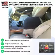 Buy Neoprene Center Console Armrest Cover Fits the Chevy Tahoe 2007-2014