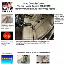 Buy Center Console Armrest Cover Fits the Honda Accord 2008-2012- Fleece Material