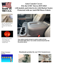 Buy Fleece Center Console Armrest Cover fits the Chevy Silverado 1500, 2500, & 3500 2019-2025 ( with 5 passenger seating)