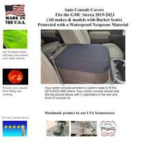 Buy Neoprene Center Console Armrest Cover Fits the GMC Sierra 2019-2025 All Models & Trim Levels with Bucket Seats